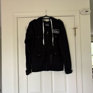 HDEU Head Down Eyes Up black sweatshirt jacket with hood - small